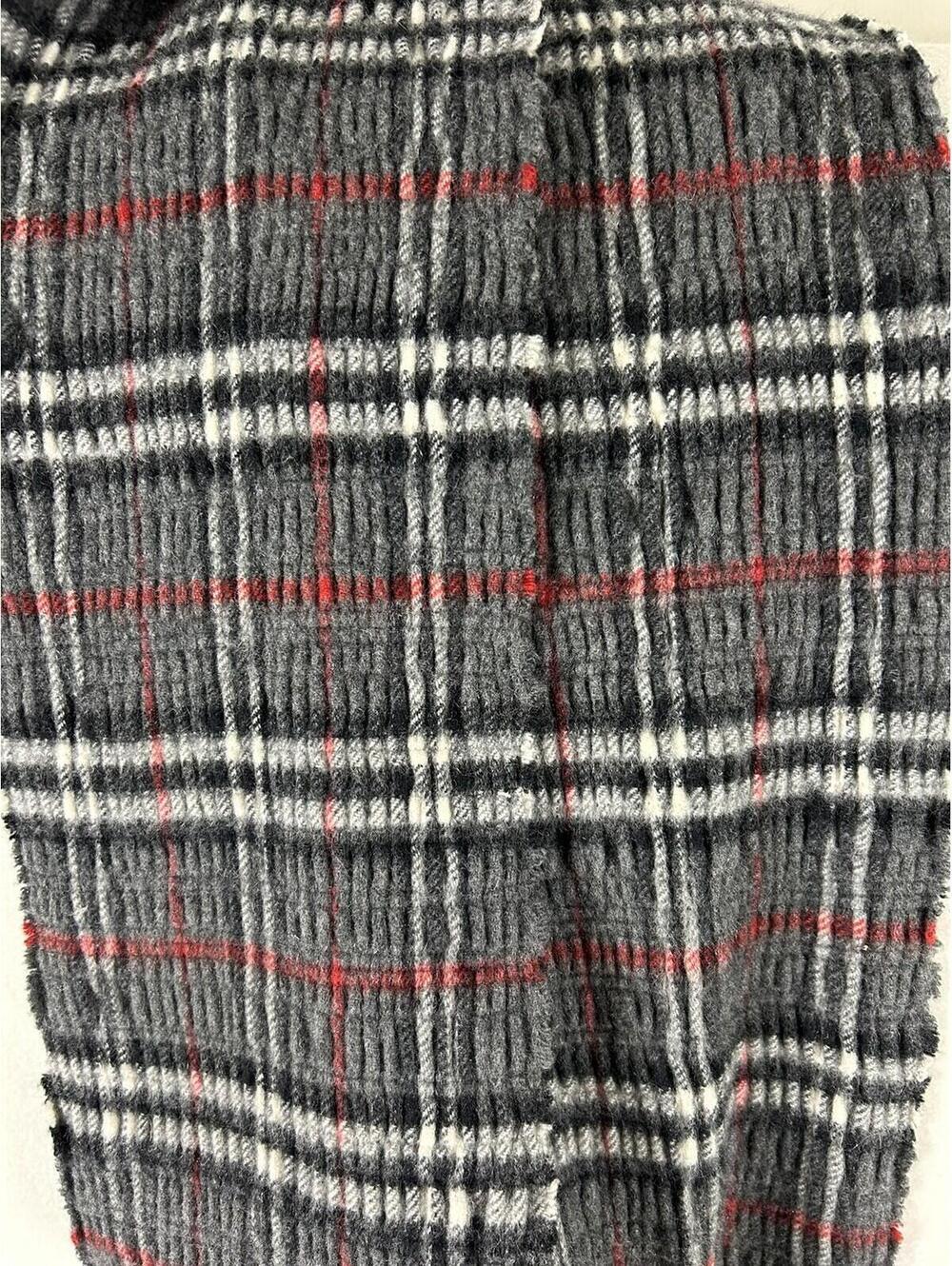 Burberry London Gray Plaid Wool Cashmere Fringe Scarf - Picture 5 of 9